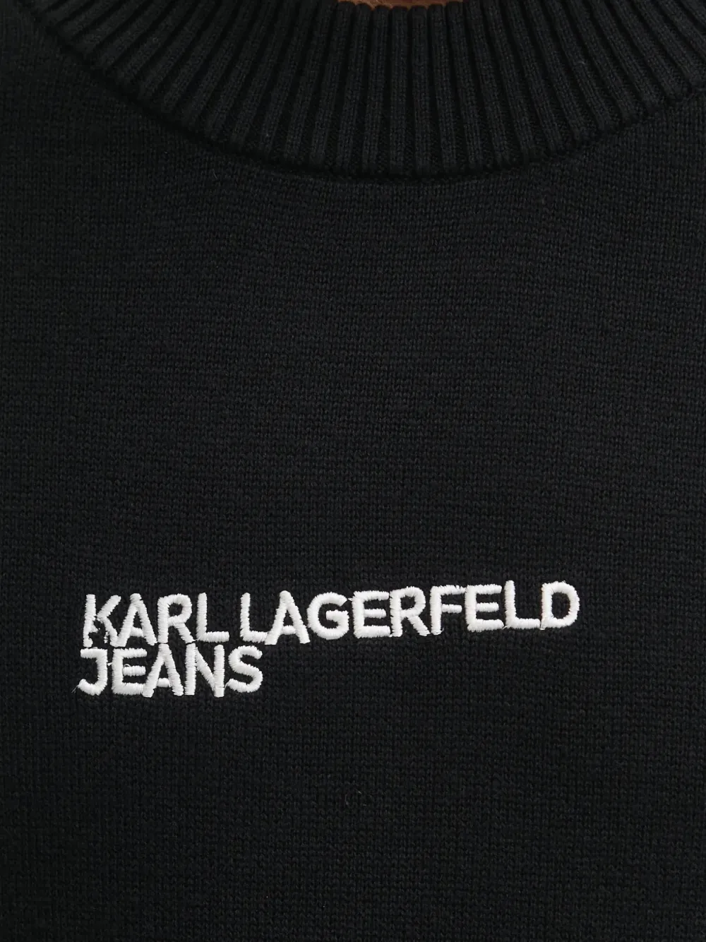 Karl Lagerfeld Jeans Logo-embroidered Crew-neck Sweater In Black