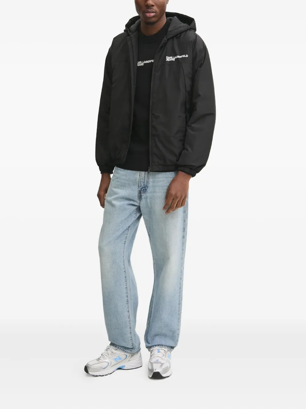 Karl Lagerfeld Jeans Trui met geborduurd logo en ronde hals - Zwart