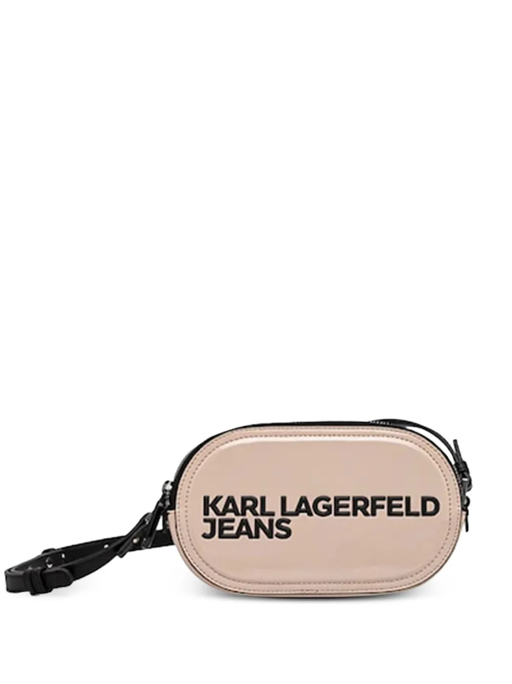 Karl Lagerfeld Jeans Ovalen crossbodytas met logoplakkaat Beige
