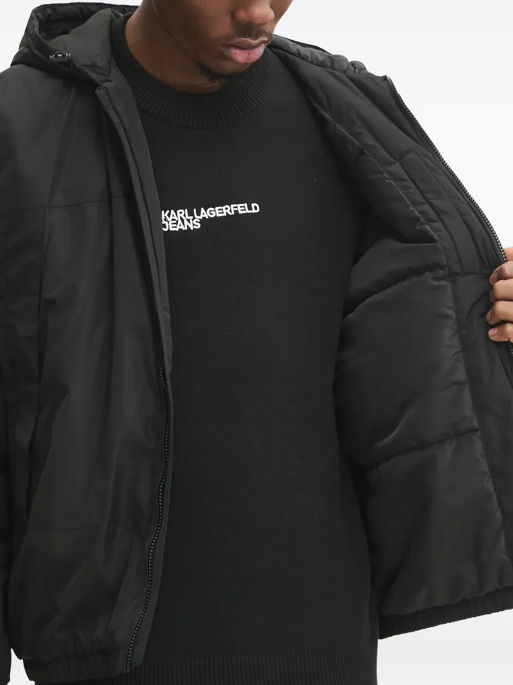 Karl Lagerfeld Jeans Jack met geborduurd logo Zwart
