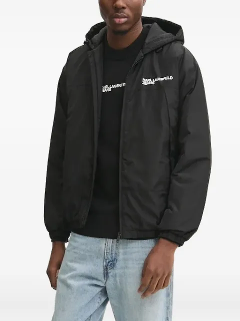 Karl Lagerfeld Jeans logo-embroidered hooded jacket