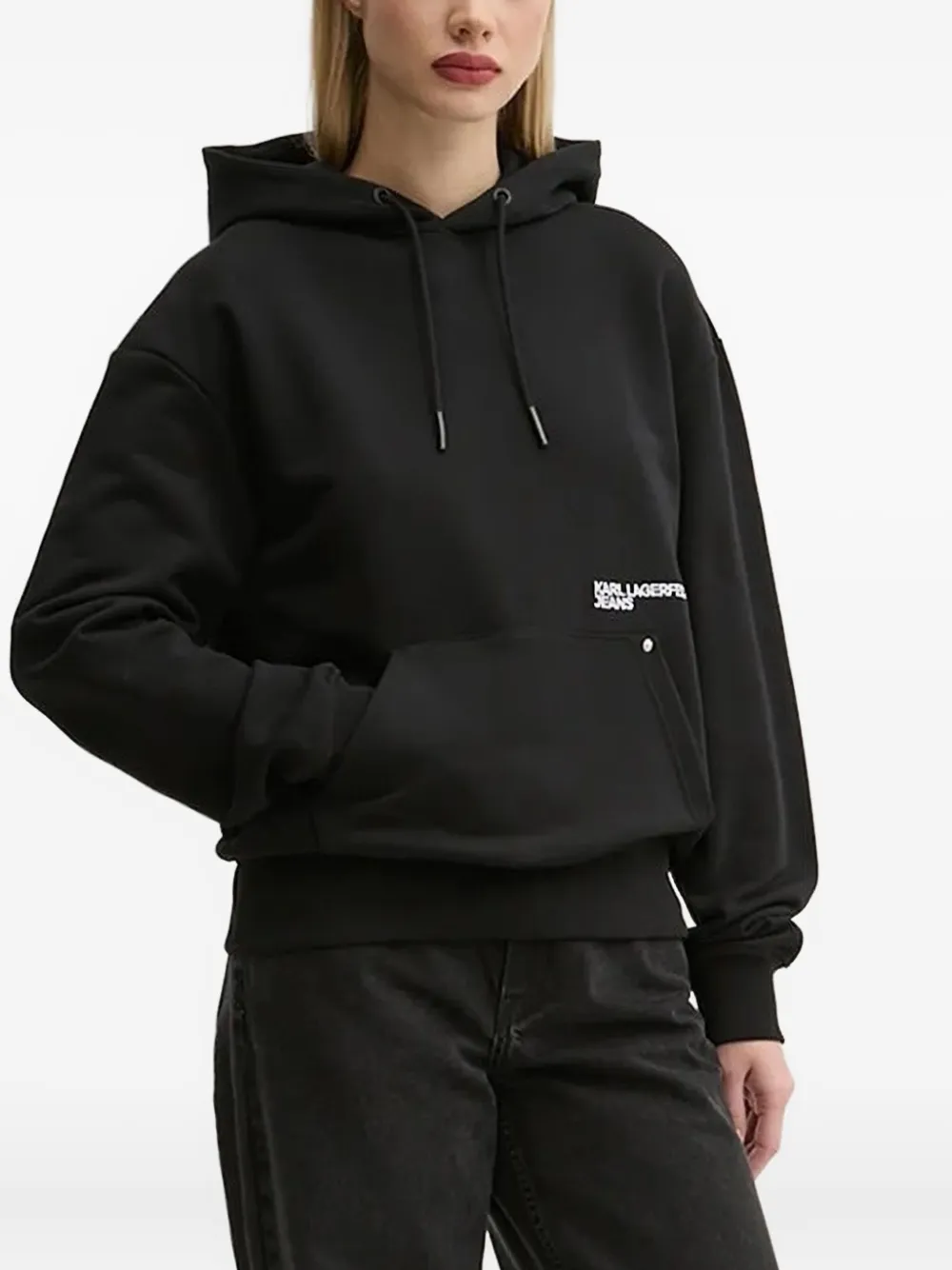 Karl Lagerfeld Jeans graphic-print hoodie Zwart
