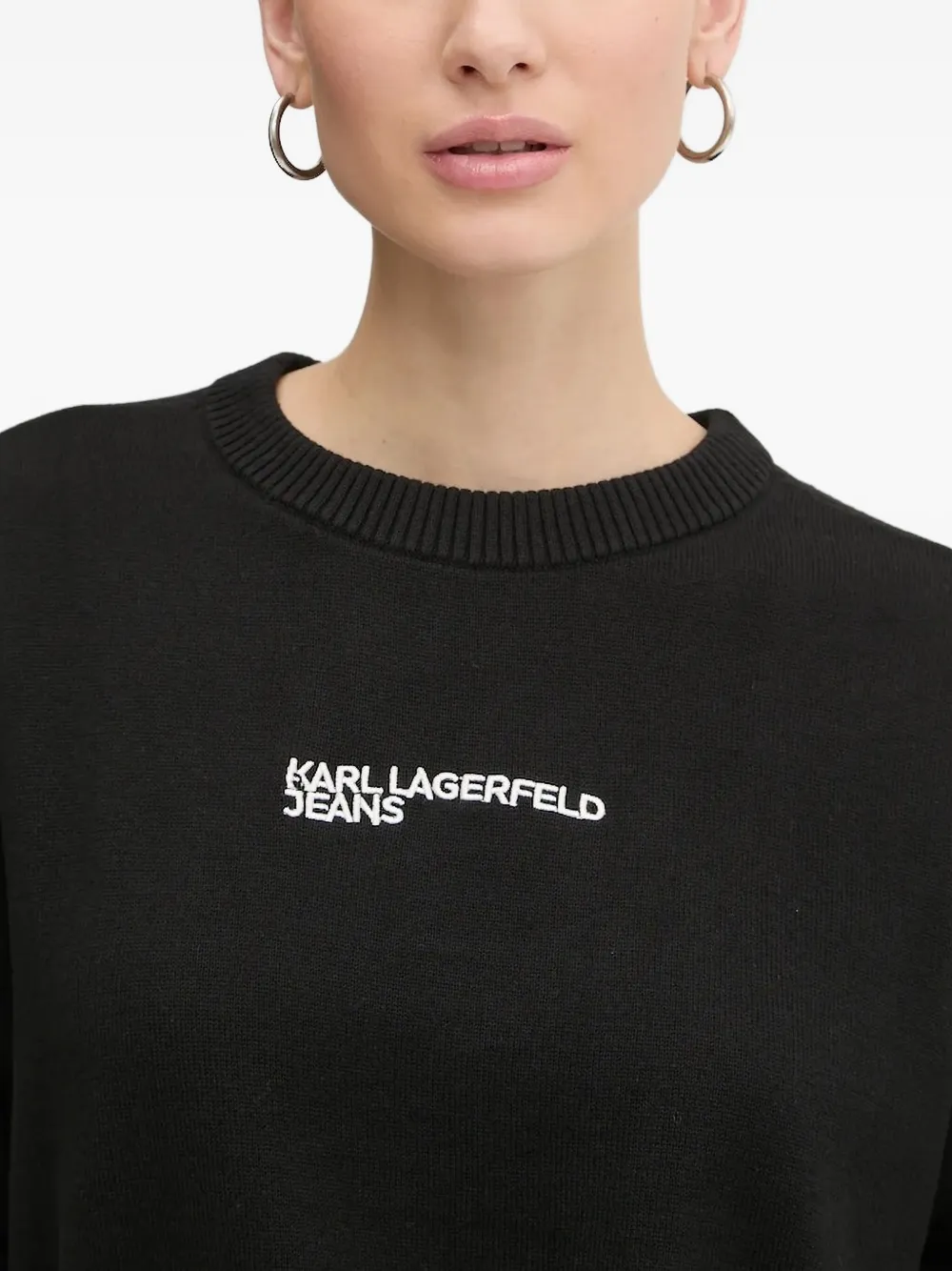 Karl Lagerfeld Jeans Logo-embroidered Sweater In Gray