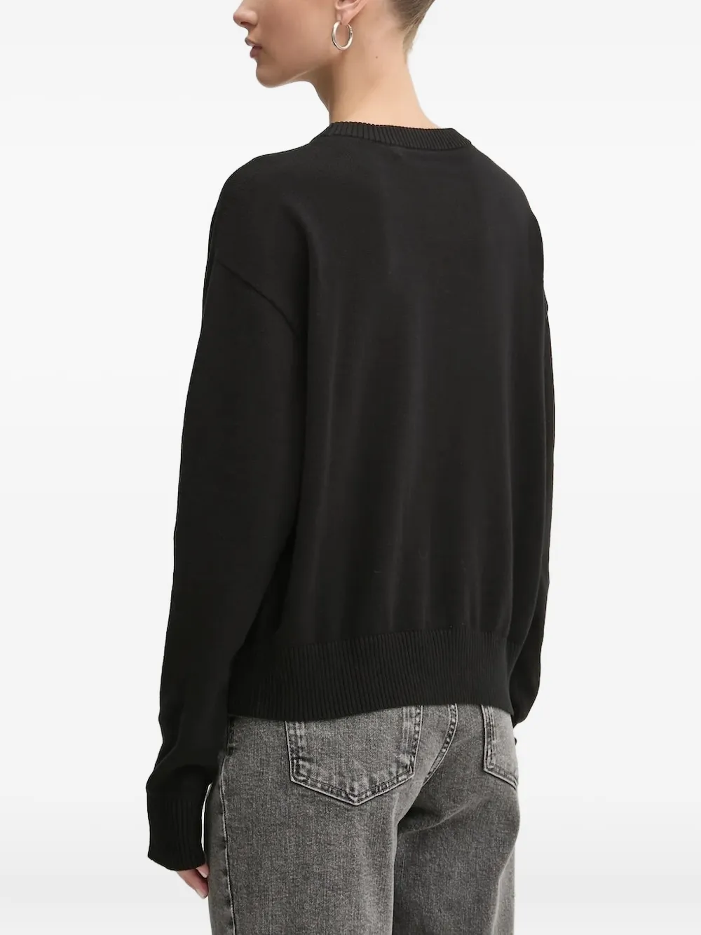 Karl Lagerfeld Jeans Logo-embroidered Sweater In Gray