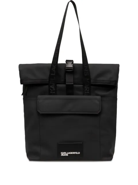Karl Lagerfeld Jeans logo-plaque roll-top tote bag