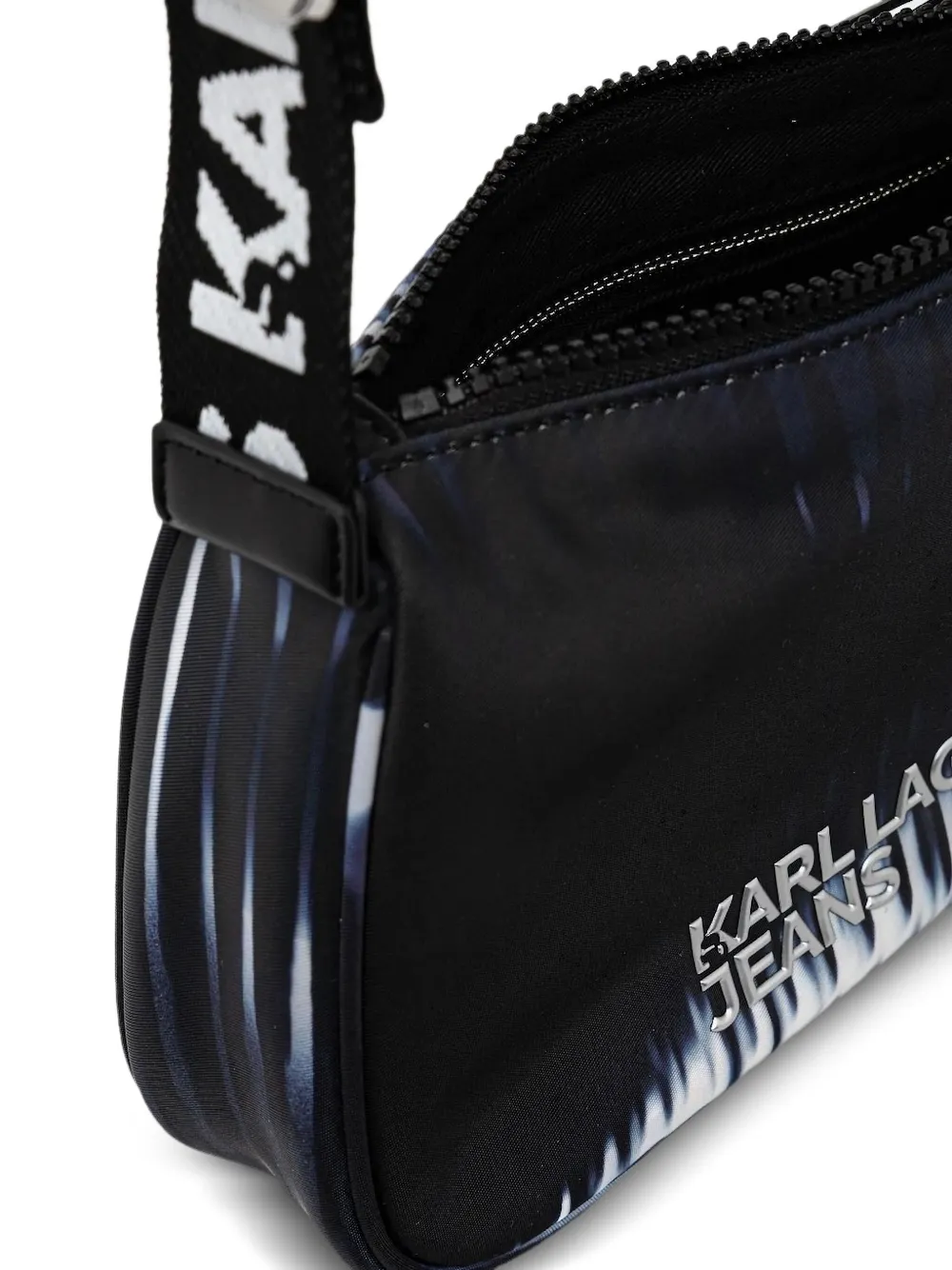 Karl Lagerfeld Jeans Gestreepte schoudertas Zwart
