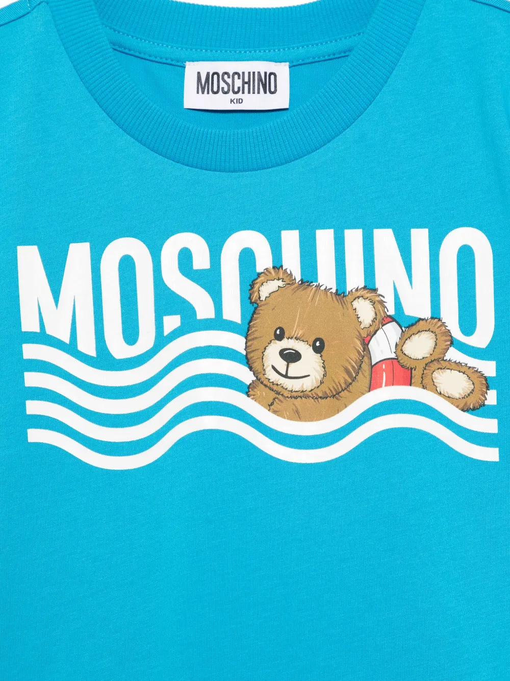 Moschino Kids T-shirt met teddybeerprint Blauw