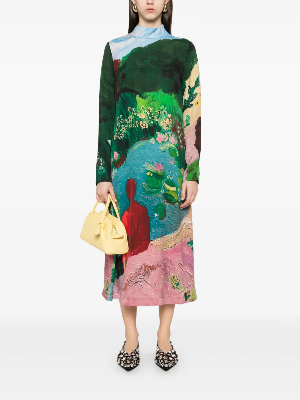 Stine Goya Midi-jurk met lange mouwen - Groen