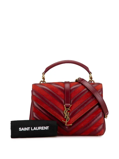 Saint Laurent Pre-Owned 2017 Medium Calfskin and Suede Chevron Monogram College satchel XO3LAQ697R25RN3K - 1