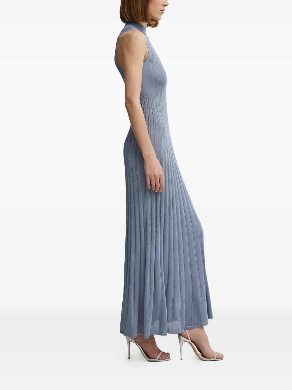 IVY OAK Geribbelde maxi-jurk met hoge hals - Blauw