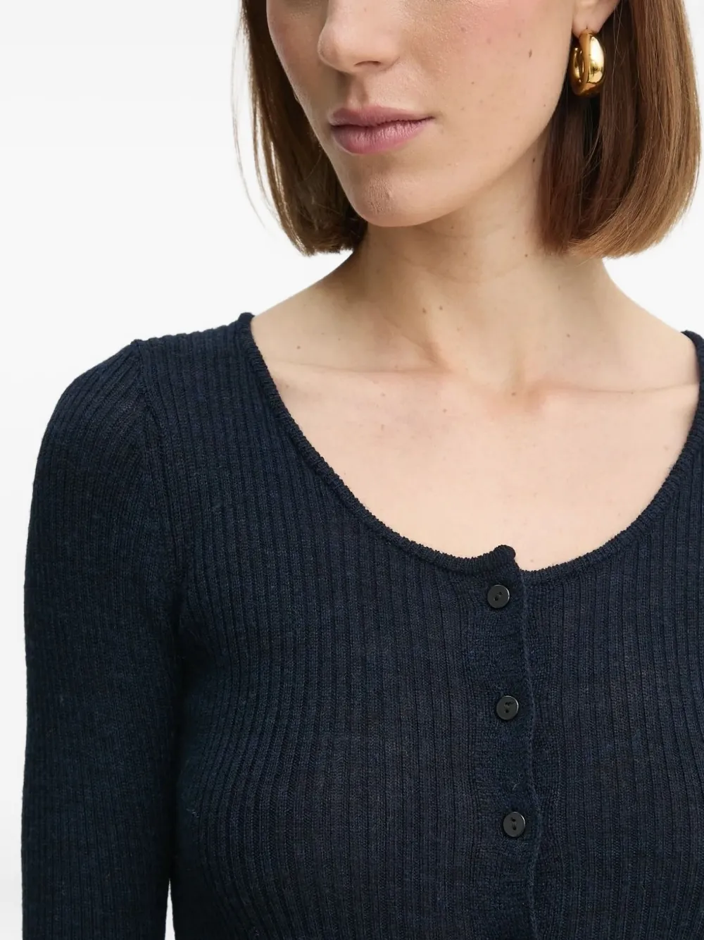 HERSKIND Ribgebreid vest met klokmouwen Blauw