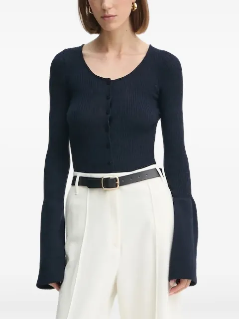 HERSKIND ribbed bell-sleeve cardigan