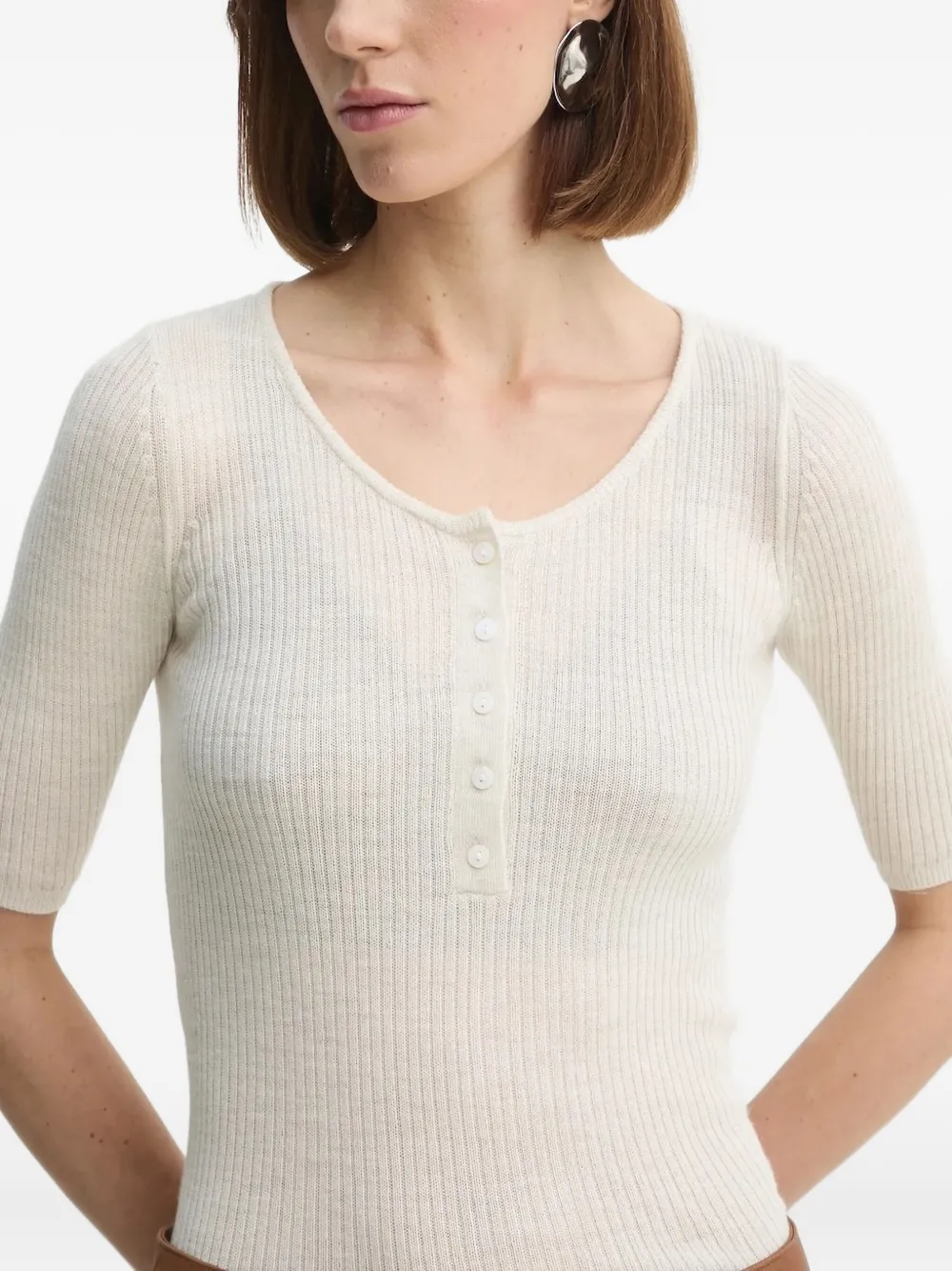 HERSKIND ribbed button-front top | White | Image 1