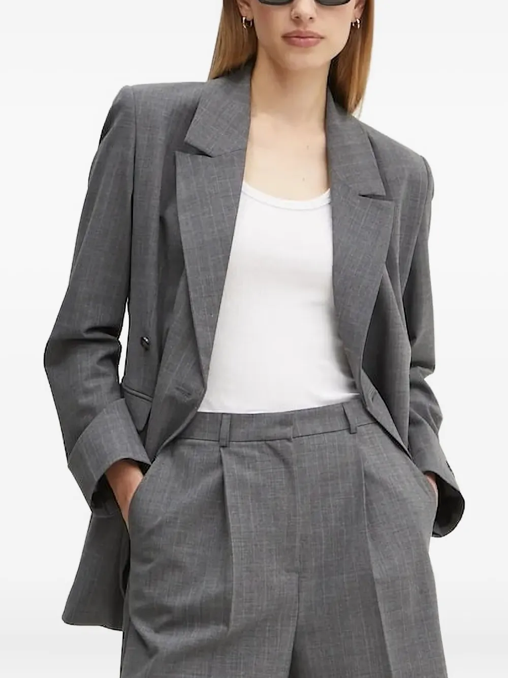 Herskind Pinstripe Double-breasted Blazer In Gray