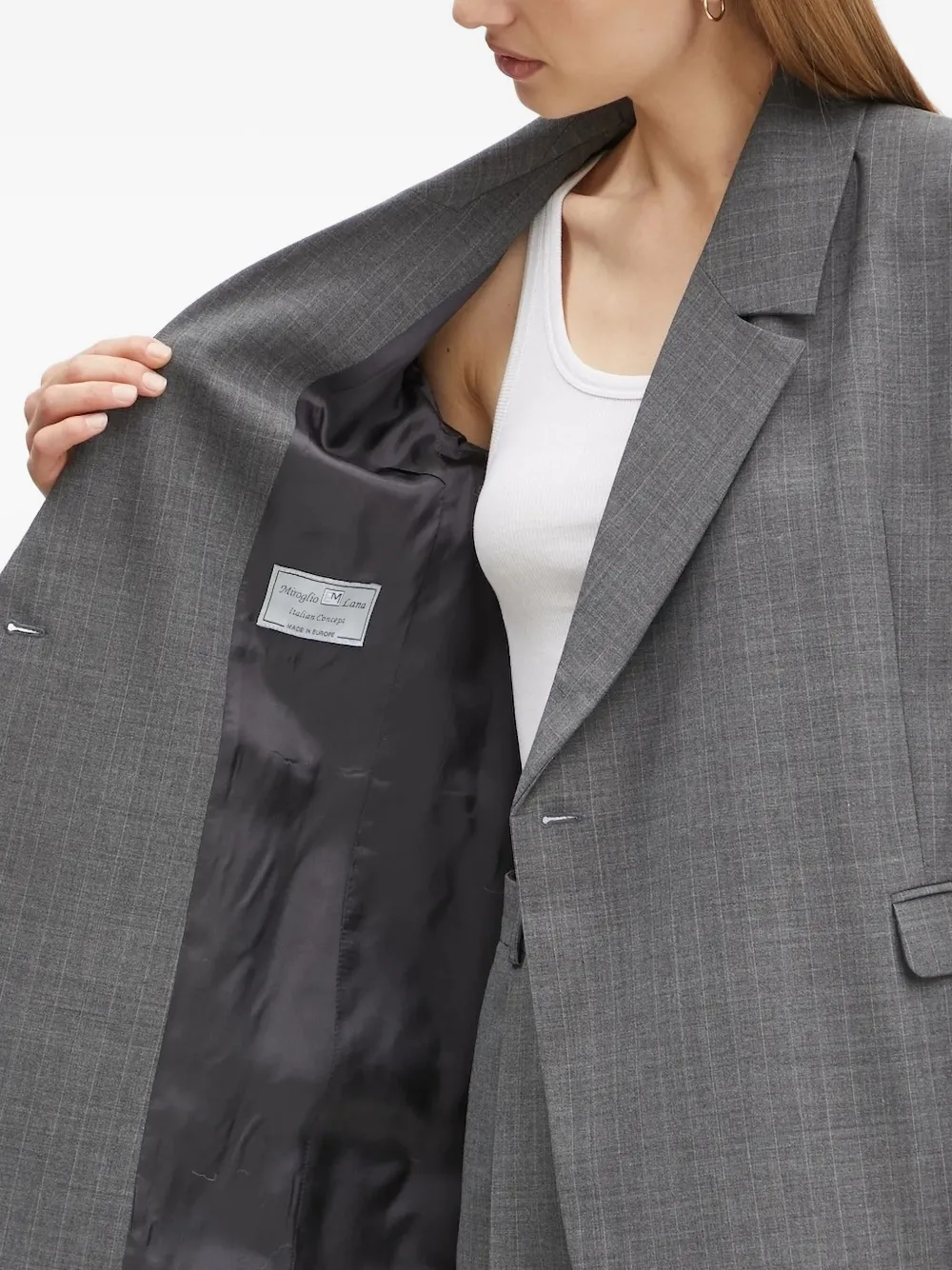 Herskind Pinstripe Double-breasted Blazer In Gray