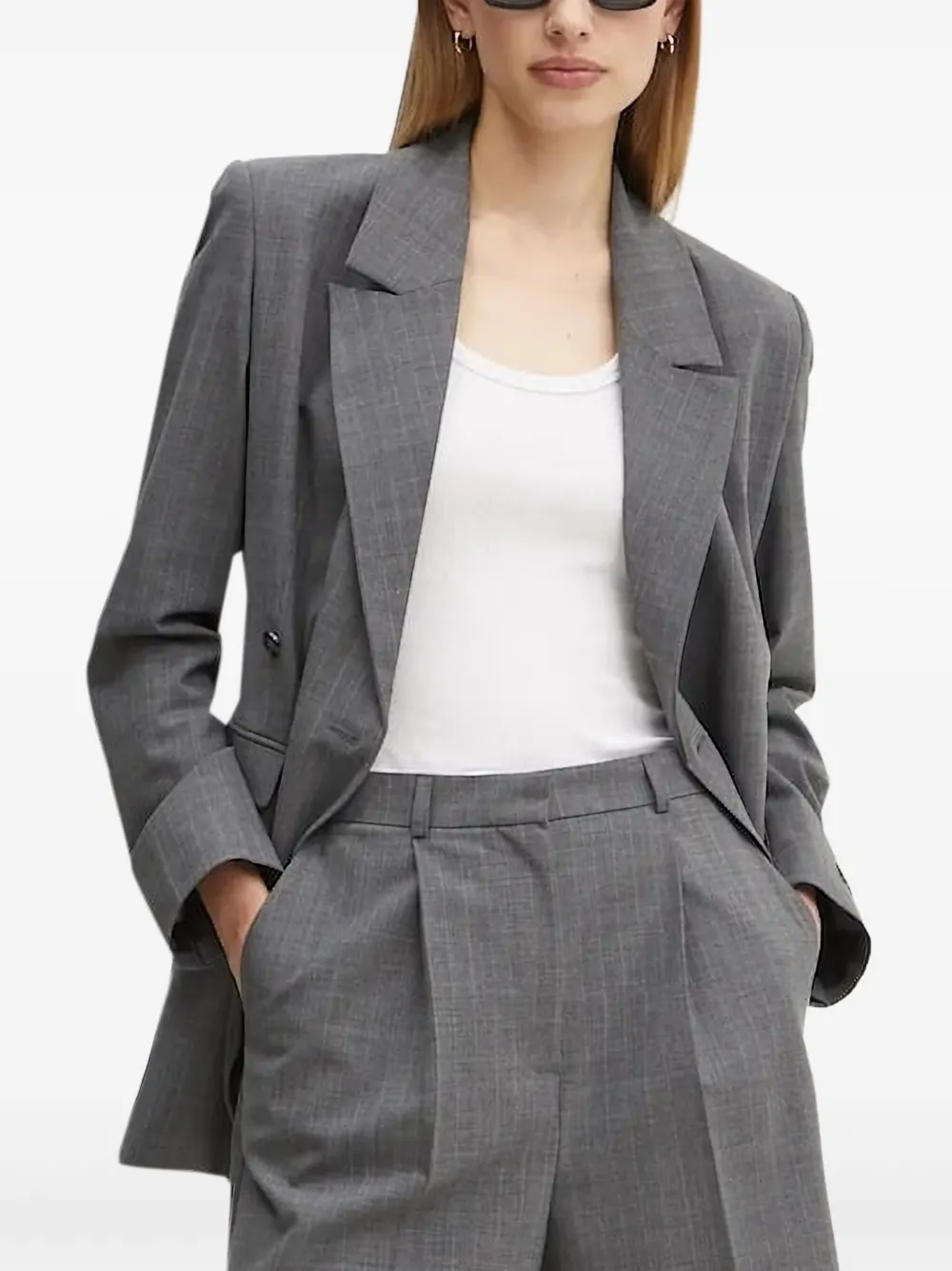 HERSKIND Blazer met krijtstreep en dubbele rij knopen Grijs