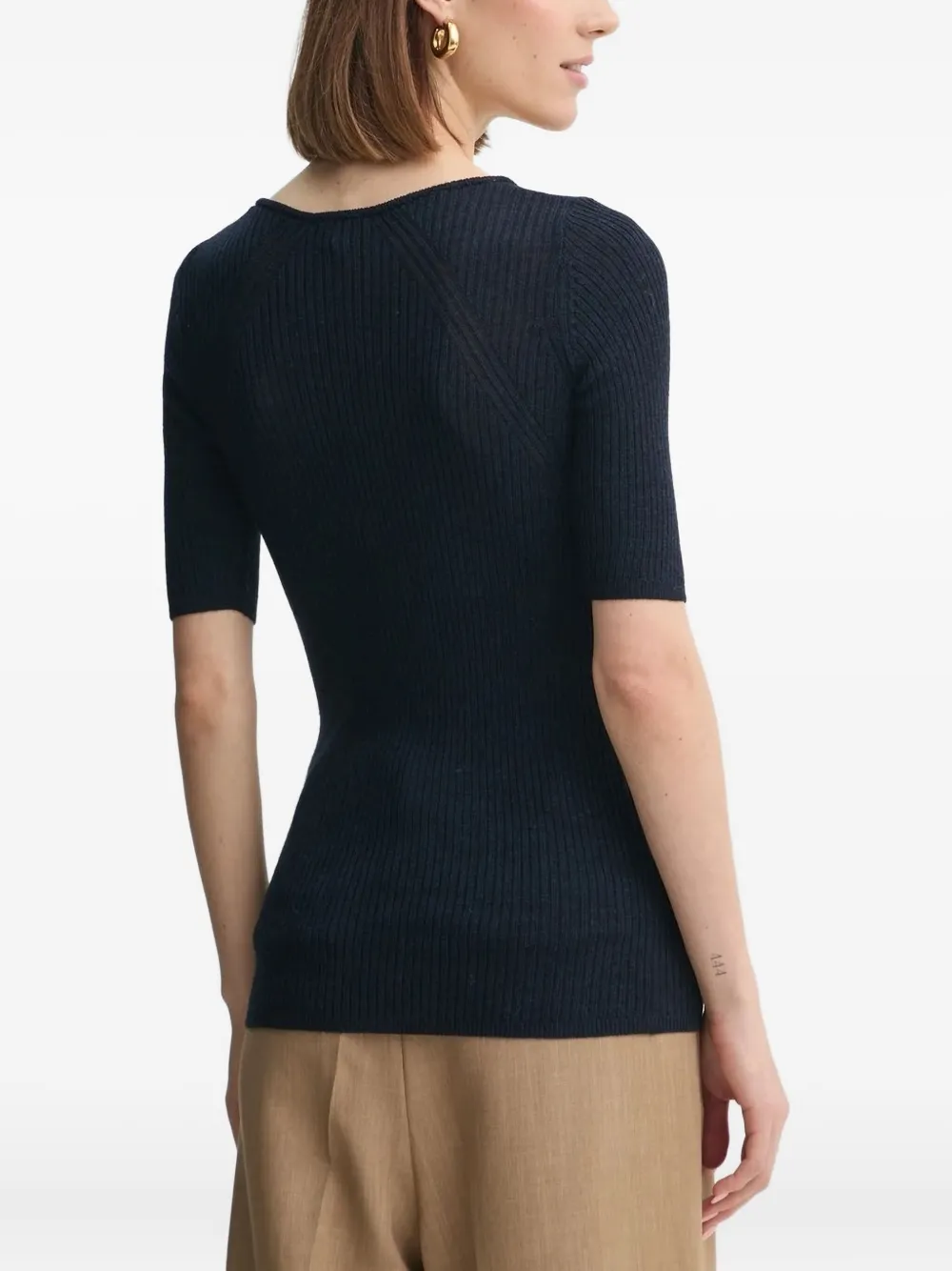 HERSKIND Geribbelde henley top Blauw