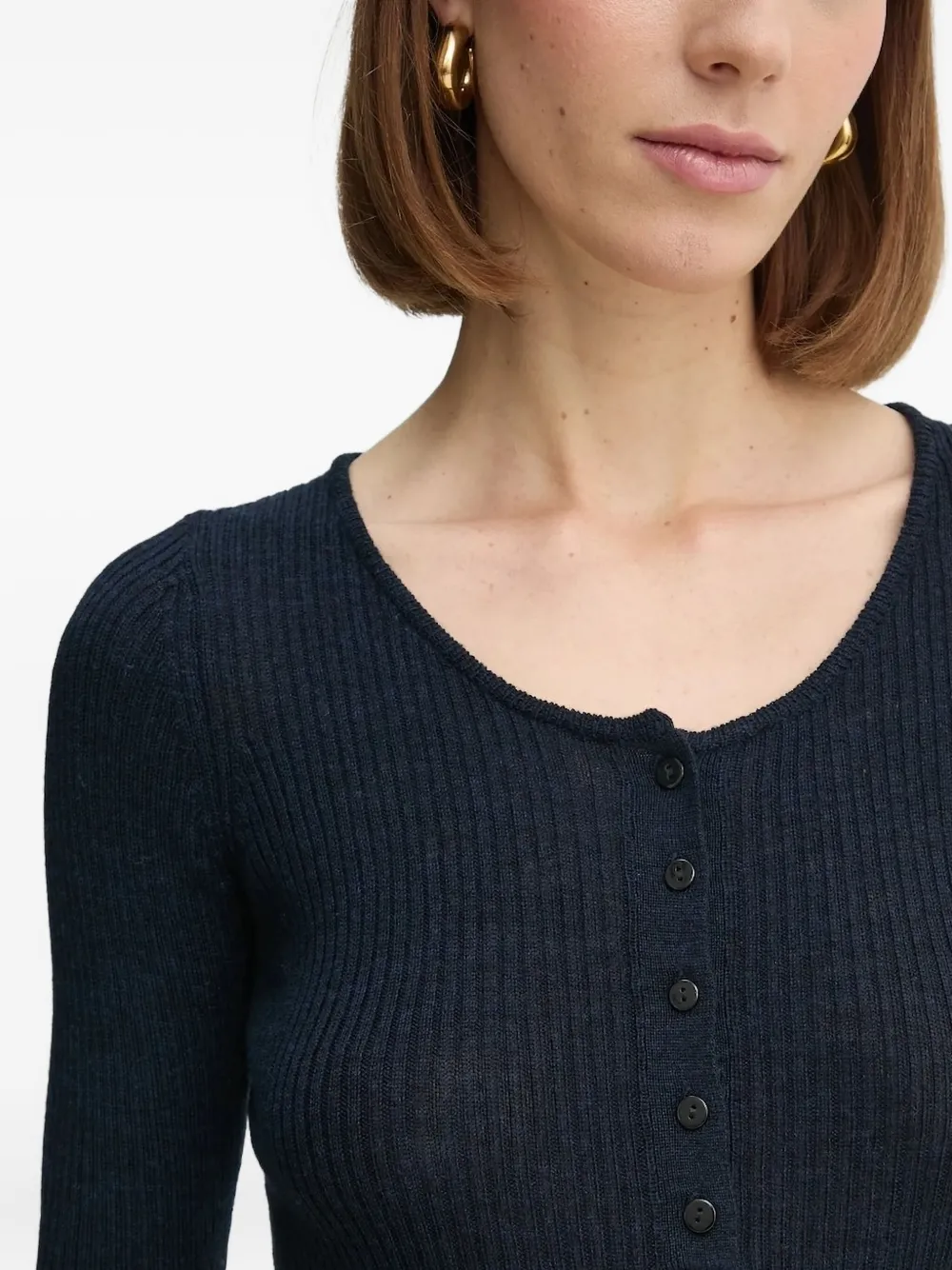 HERSKIND Geribbelde henley top Blauw