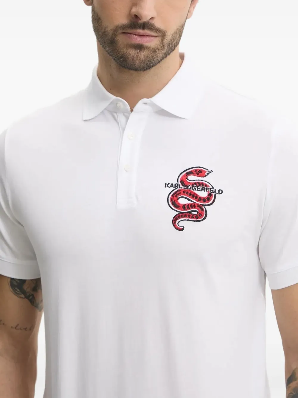 Karl Lagerfeld Poloshirt met geborduurde slang Wit
