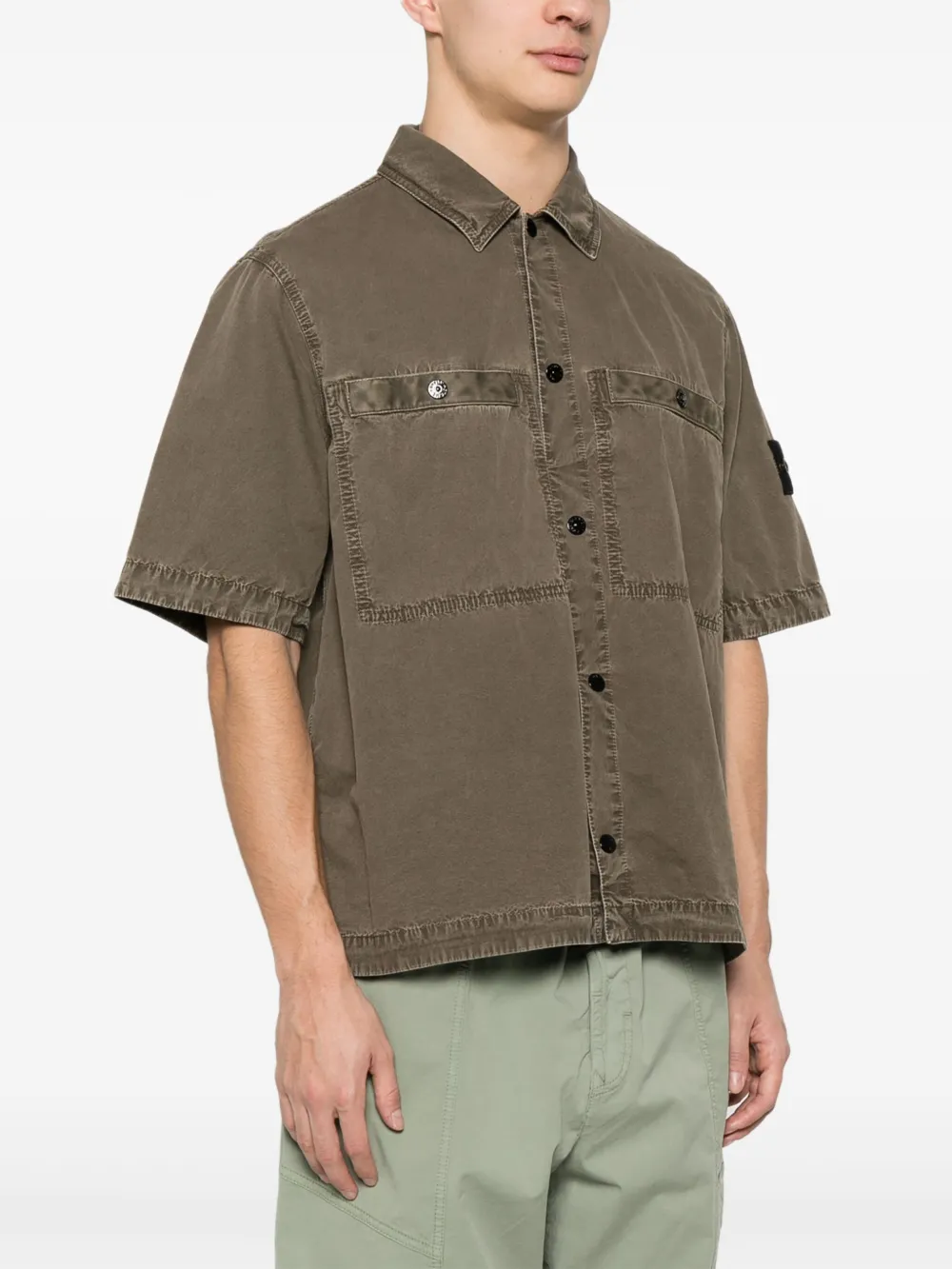 Stone Island Overhemd met Compass-logopatch Bruin