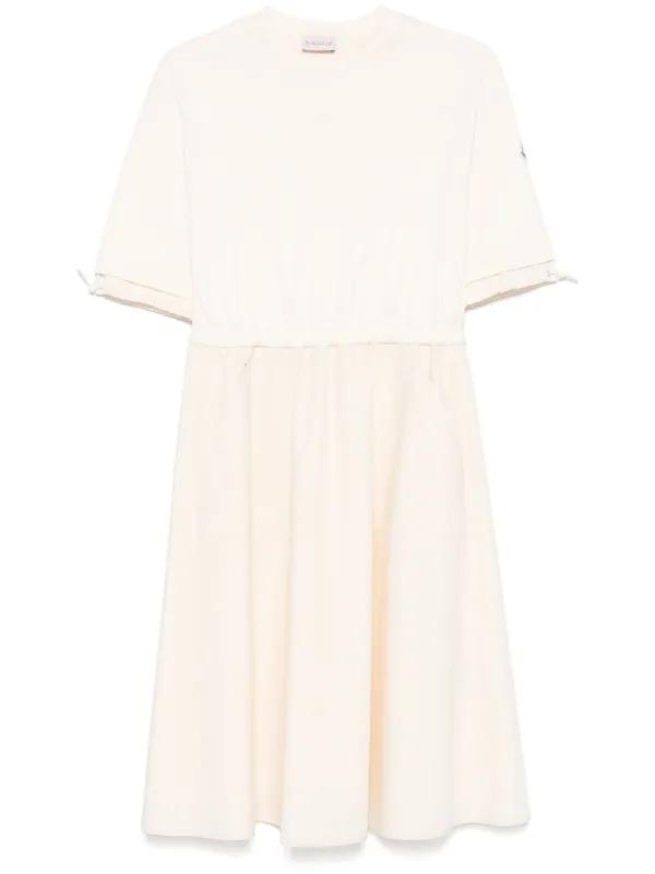 Moncler Cotton Midi Dress in Neutrals