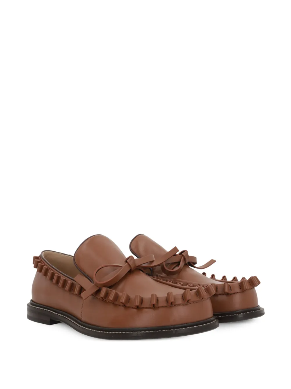 JW Anderson ruffled-trim loafers Brown