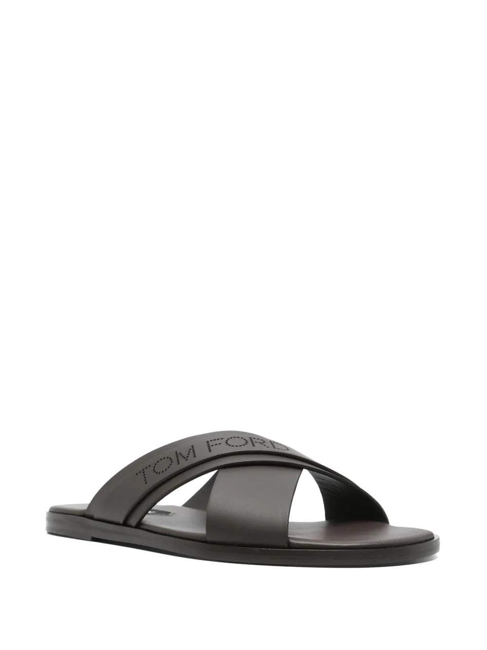 TOM FORD logo-perforated slides Brown