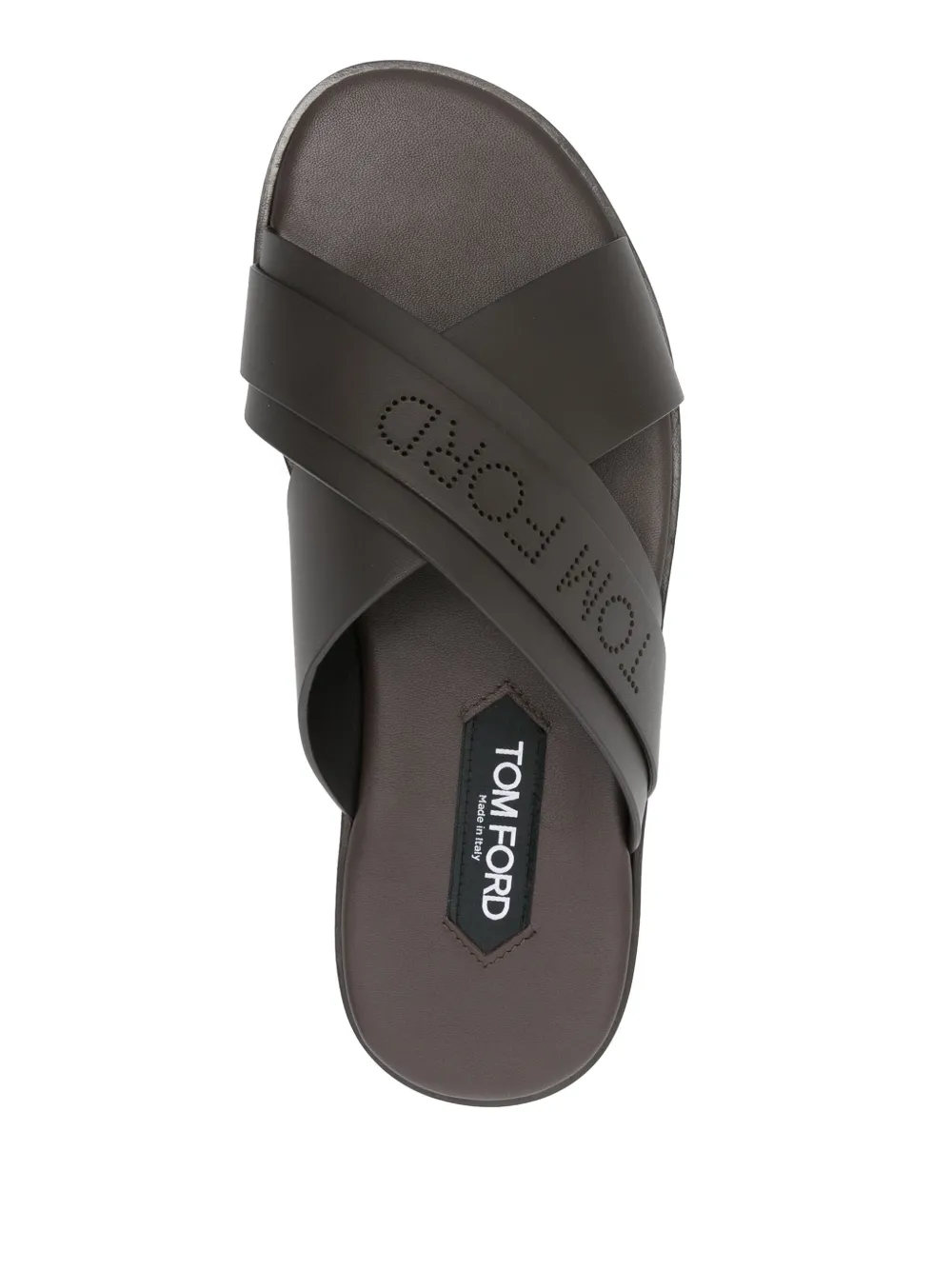 TOM FORD logo-perforated slides Brown