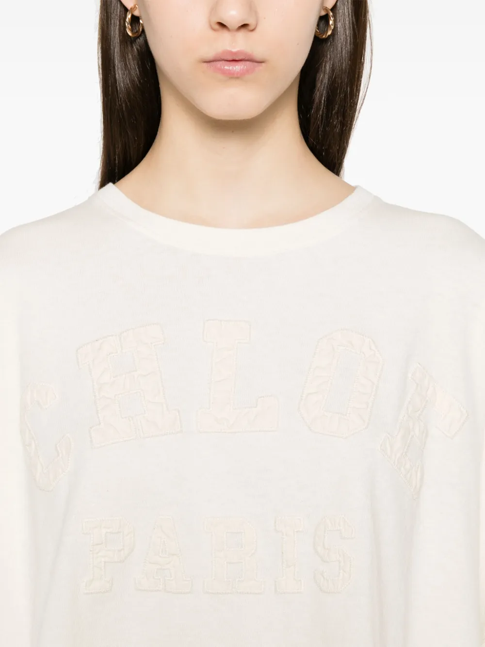 Shop Chloé Logo-appliqué T-shirt In Neutrals