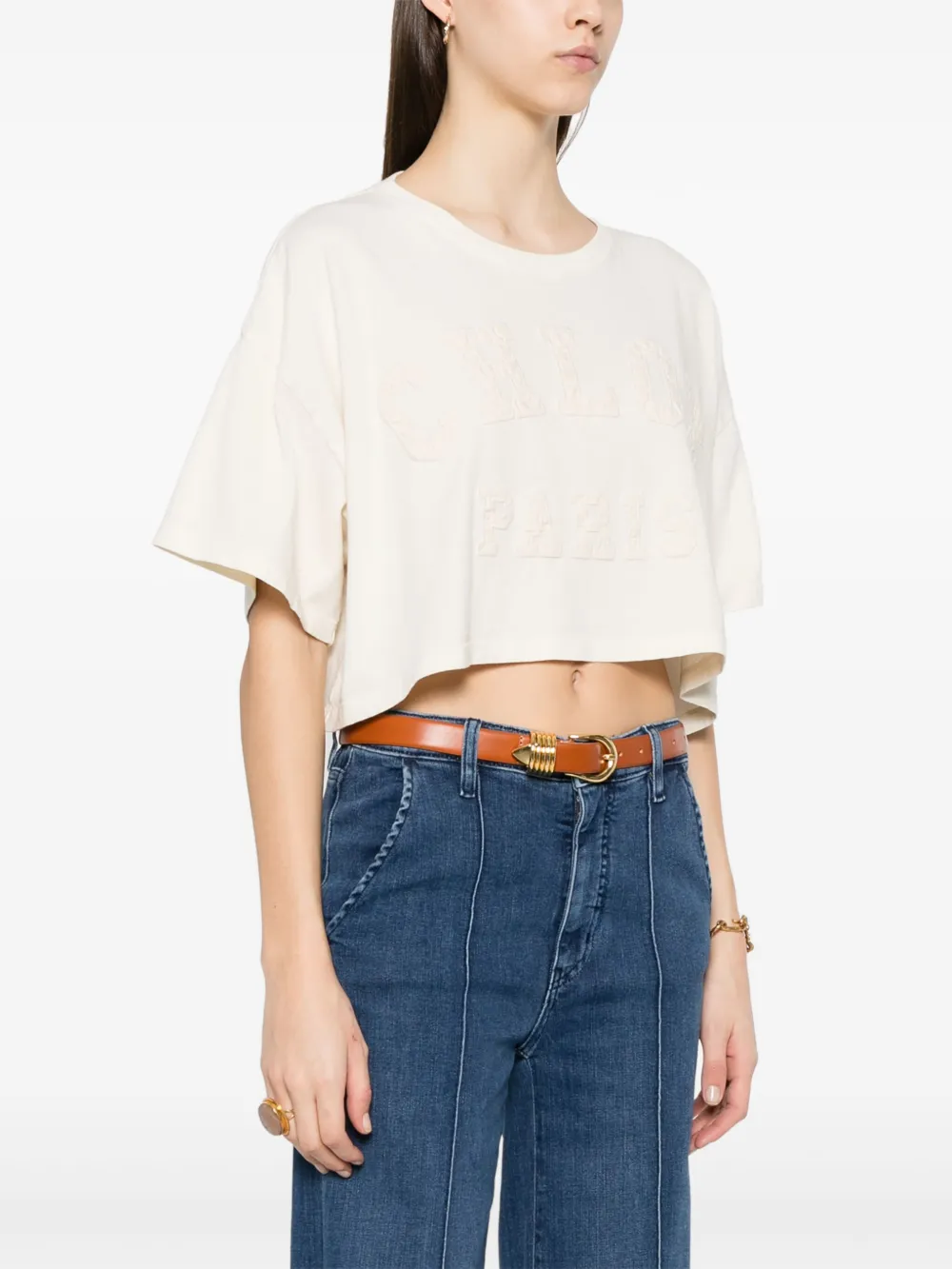 Shop Chloé Logo-appliqué T-shirt In Neutrals