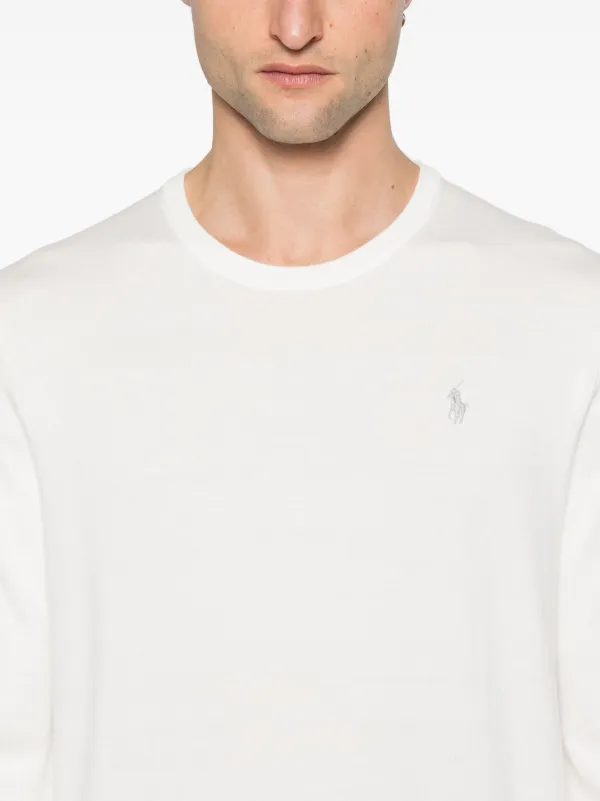 スウェット・トレーナー Polo Ralph Lauren White Cotton Blend Sweatshirt Polo Ralph Lauren Men's White Cotton Blend Fleece Lined