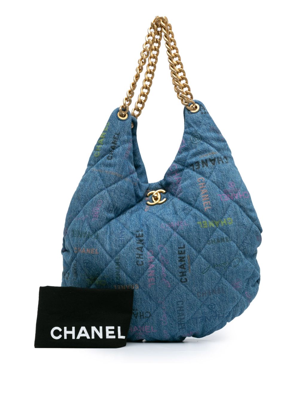 CHANEL Pre-Owned 2000-2020 Maxi Mood gewatteerde denim hobo tas - Blauw