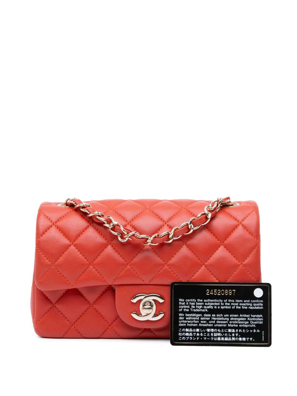 CHANEL Pre-Owned 2017-2018 kleine Classic lamsleren Rechthoekige Single Flap crossbodytas - Oranje