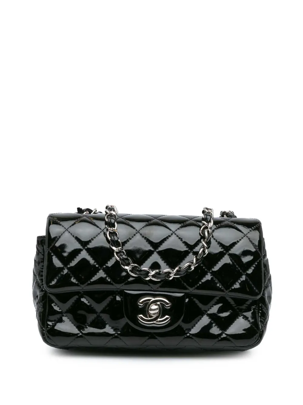 CHANEL Pre-Owned 2013-2014 Mini Rectangular Classic Patent Single Flap crossbody bag | Black | Image 1