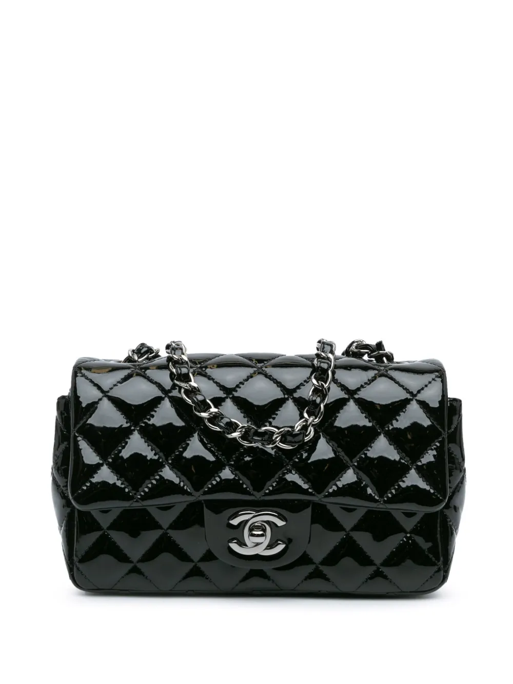 CHANEL Pre-Owned 2016-2017 Mini Rectangular Classic Patent Single Flap crossbody bag | Black | Image 1