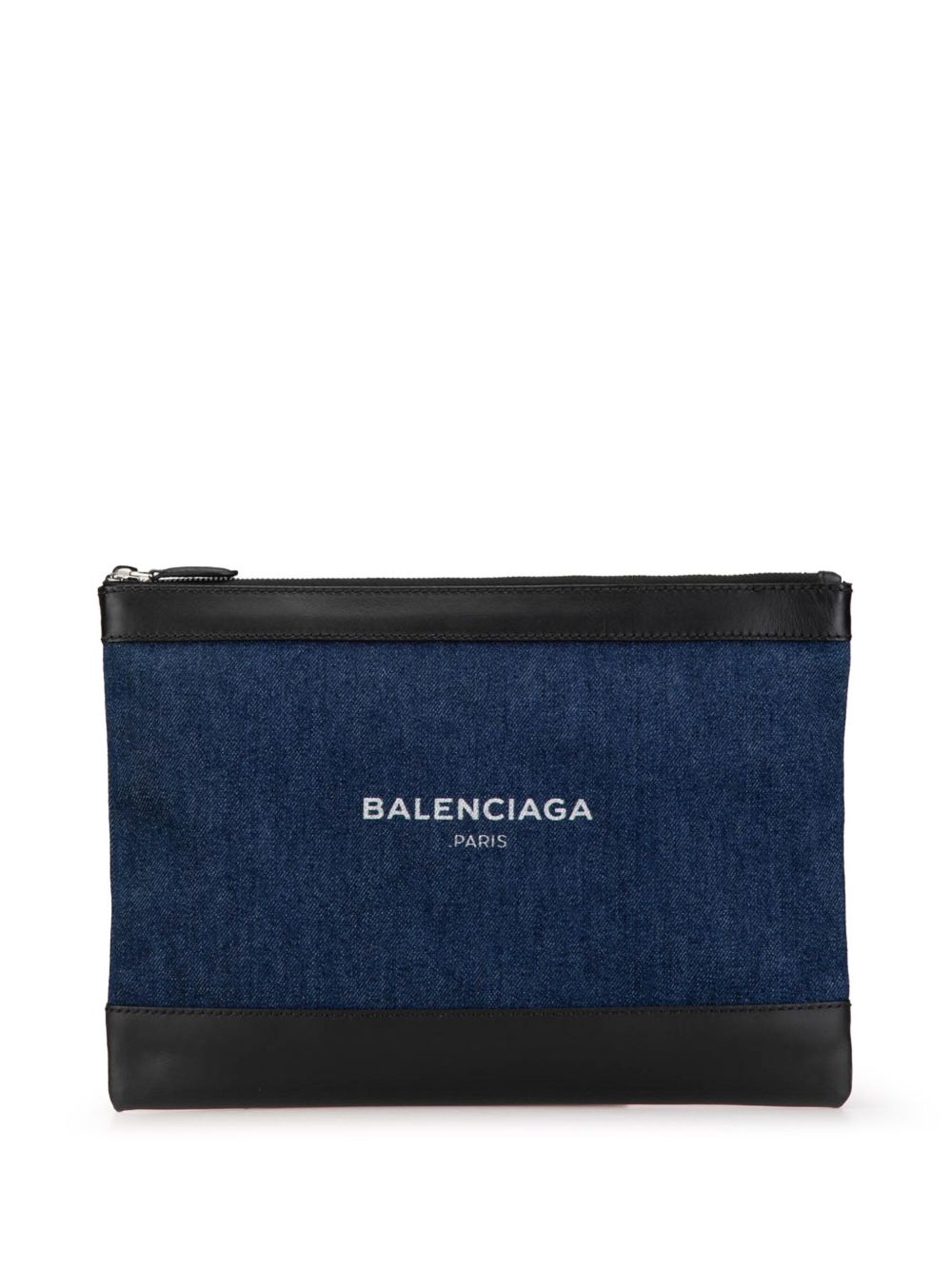 Pre-owned Balenciaga 2010-2024 Denim Navy Clip M Clutch Bag In 蓝色