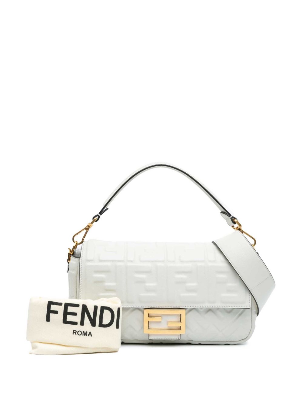 Fendi Pre-Owned 2010-2024 Zucca Bagbaguette boekentas met reliëf - Wit