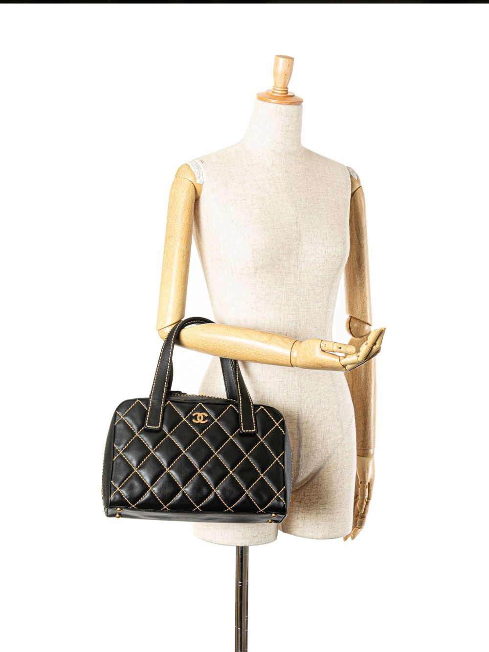 CHANEL Pre-Owned 2004-2005 Wild Stitch lamsleren handtas - Zwart