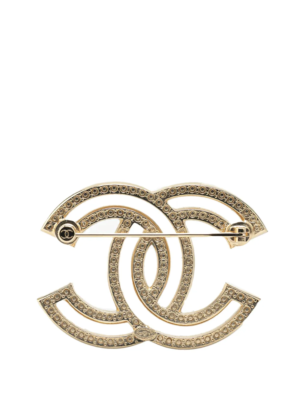 CHANEL Pre-Owned 2022 vergulde CC broche met stras - Goud