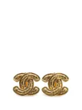 CHANEL Pre-Owned 1970-1980 Gold Plated CC Quilted Clip On Earrings costume earrings