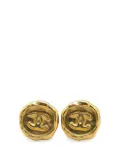 CHANEL Pre-Owned 1995 Gold Plated CC Round Clip On Earrings costume earrings