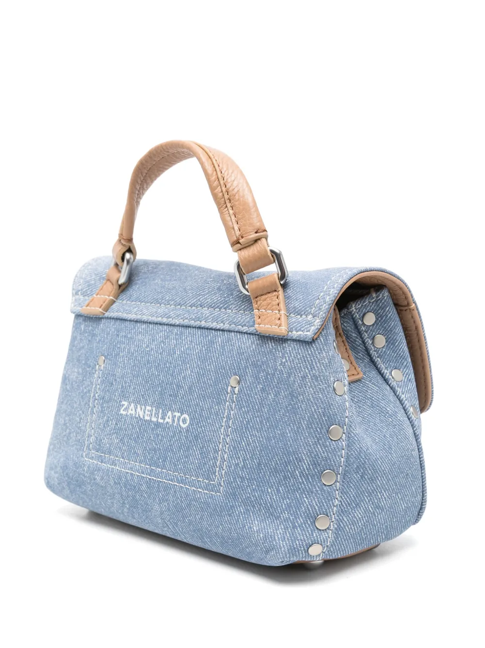 Zanellato Postina leren mini crossbodytas - Blauw