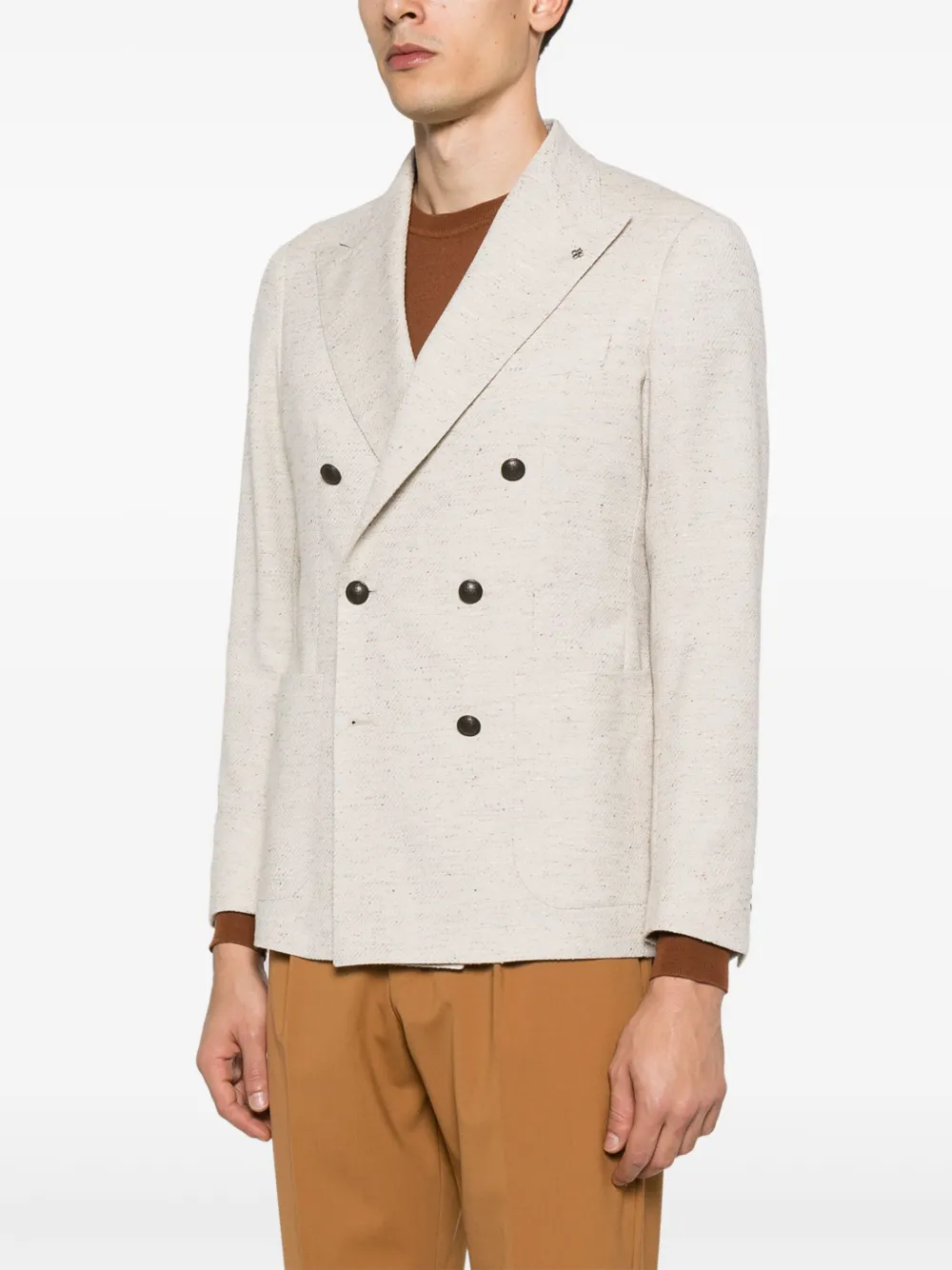 Tagliatore Blazer met slub textuur Beige