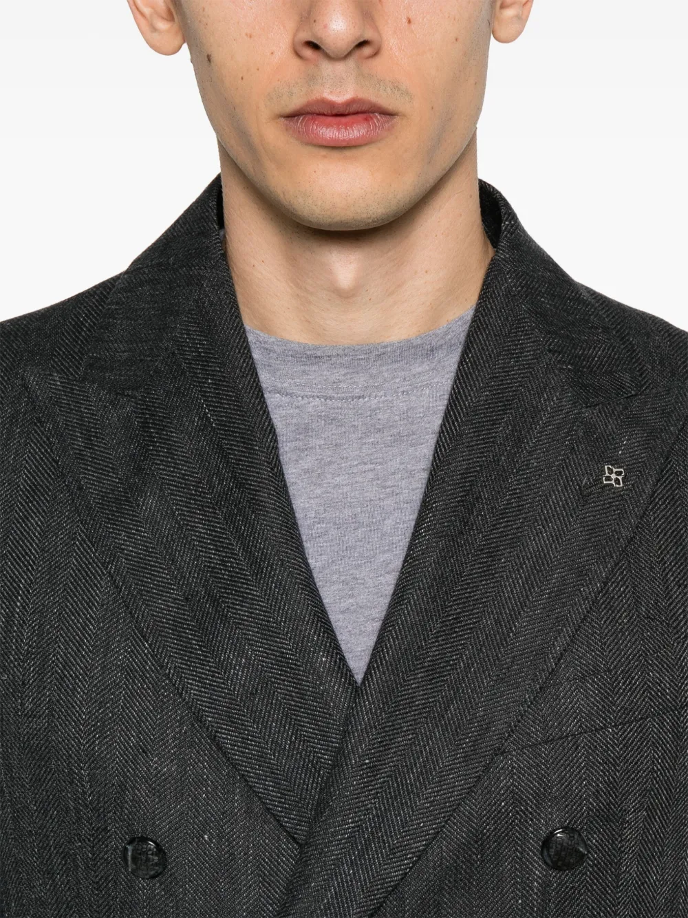 Shop Tagliatore Herringbone-pattern Blazer In 灰色