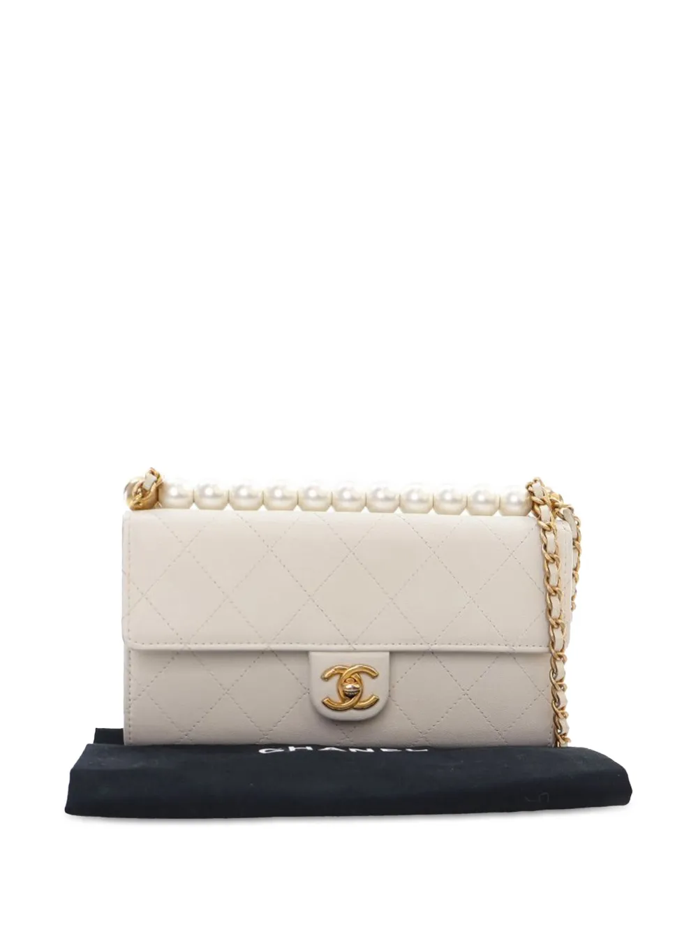 CHANEL Pre-Owned 2019 Goatskin Chic Pearls Wallet on Chain crossbodytas - Wit