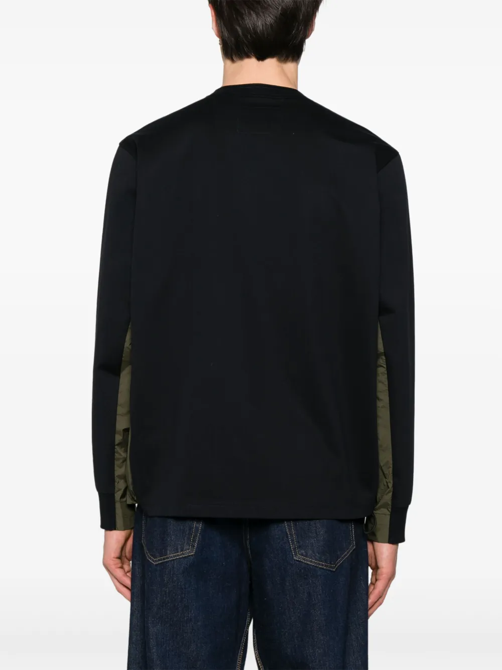 sacai T-shirt met jersey textuur Zwart