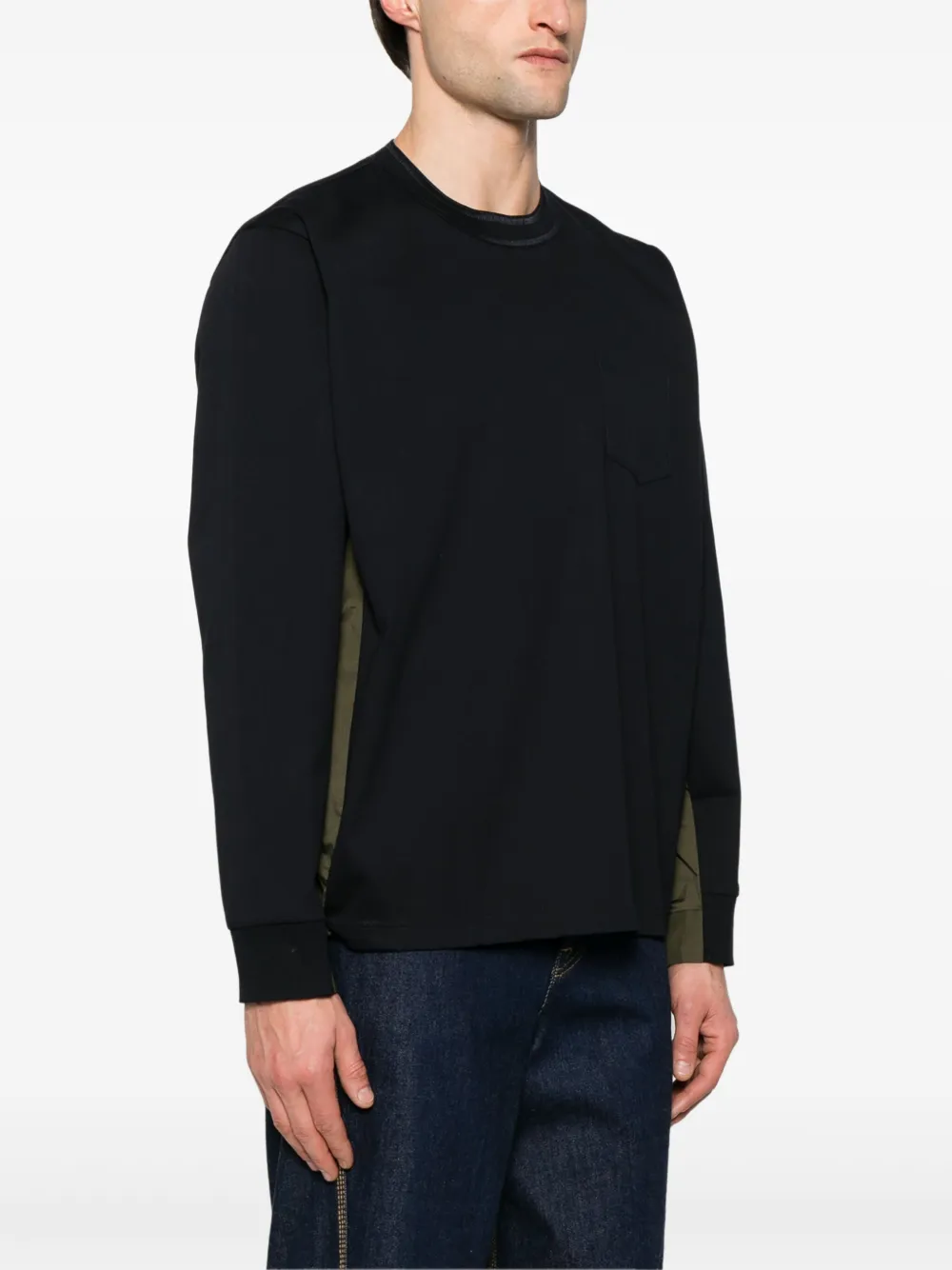 sacai T-shirt met jersey textuur Zwart