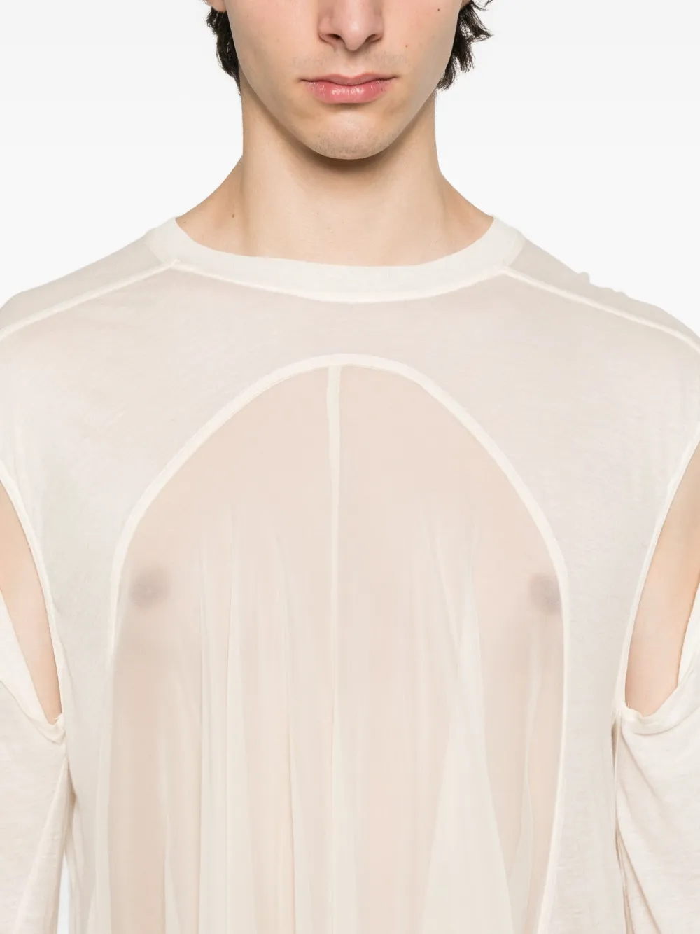 Rick Owens Hollywood Drain geplooid gedrapeerd T-shirt Beige