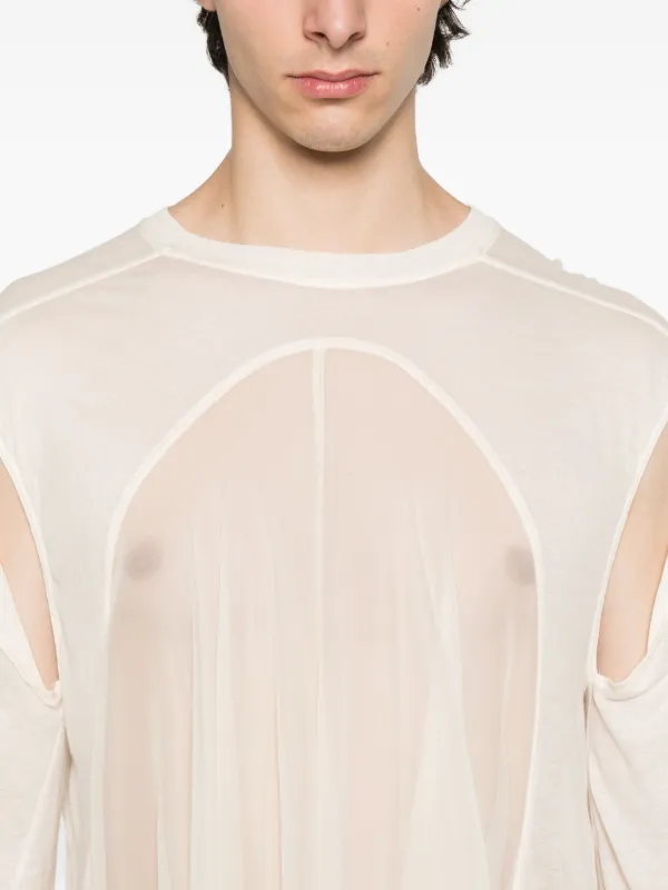 【関税込み】Rick Owens オフホワイト Hollywood Drain Tシャツ Rick Owens Hollywood Drain ドレープ Tシャツ | ニュートラル
