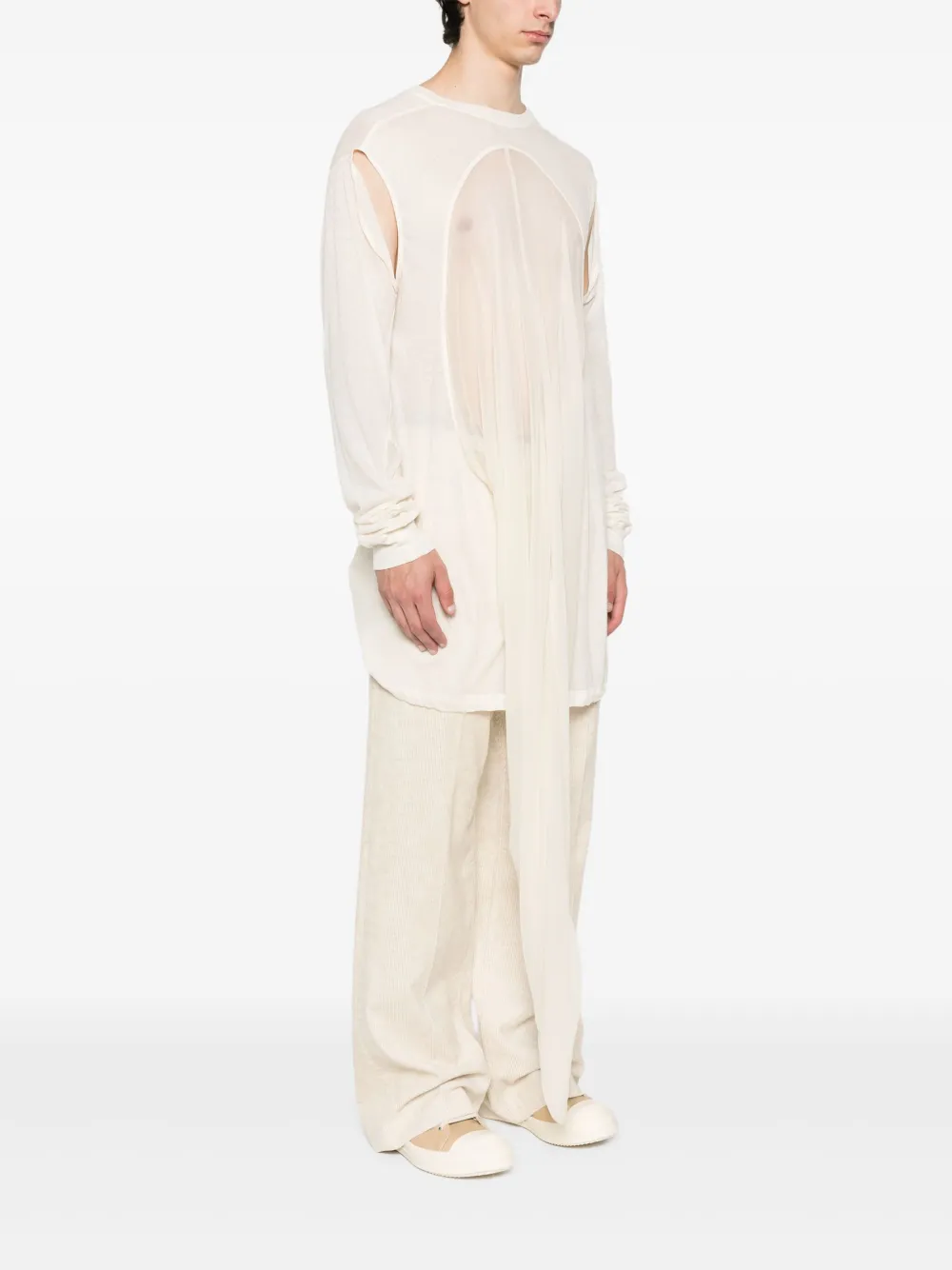 Rick Owens Hollywood Drain geplooid gedrapeerd T-shirt Beige